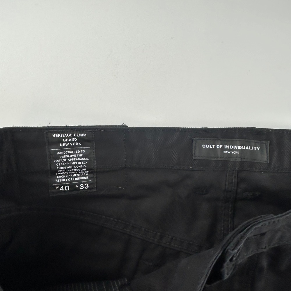 Cult of Individuality Men's 40x30 Rocker Slim Grunge Skater Distress Black Jeans - Picture 5 of 9